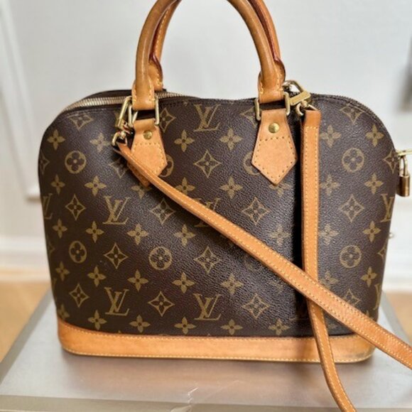 LOUIS VUITTON AUTH ALMA MONO LEATHER SHOULDER BAG W/ *AUTH LV CROSSBODY STRAP* - Picture 1 of 16